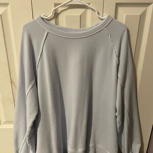 Aerie East West Crew Sweatshirt Light Blue Medium